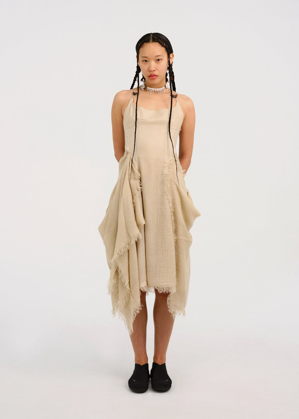 Hyein Seo - Fringed Crescent Dress (Sand) product image 1 | TRAB K-Fashion Australia