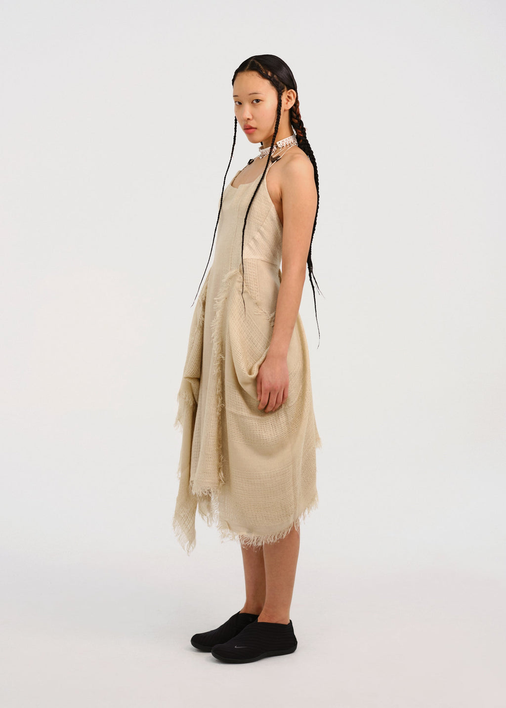 Hyein Seo - Fringed Crescent Dress (Sand) product image 2 | TRAB K-Fashion Australia