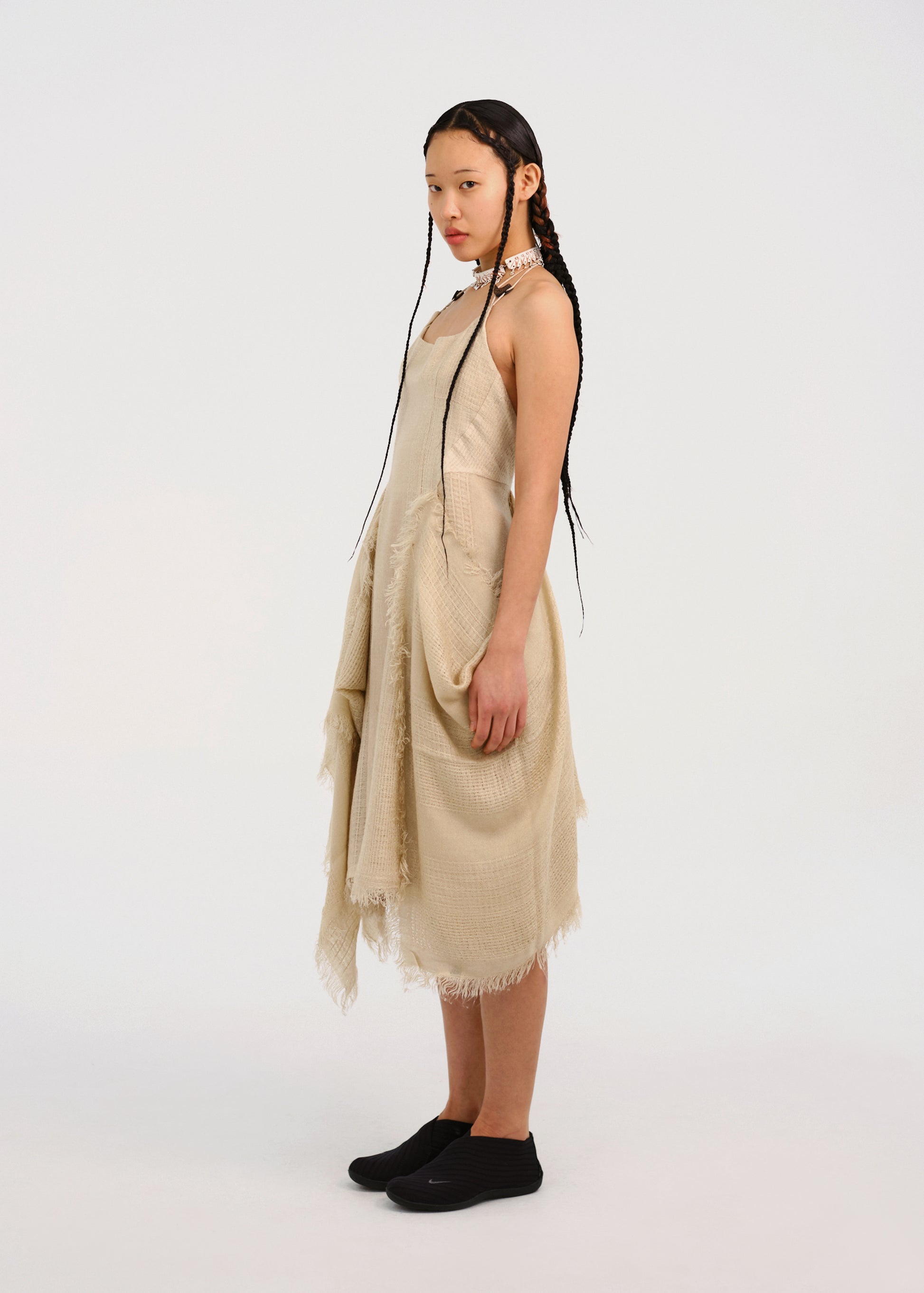 Hyein Seo - Fringed Crescent Dress (Sand) product image 2 | TRAB K-Fashion Australia