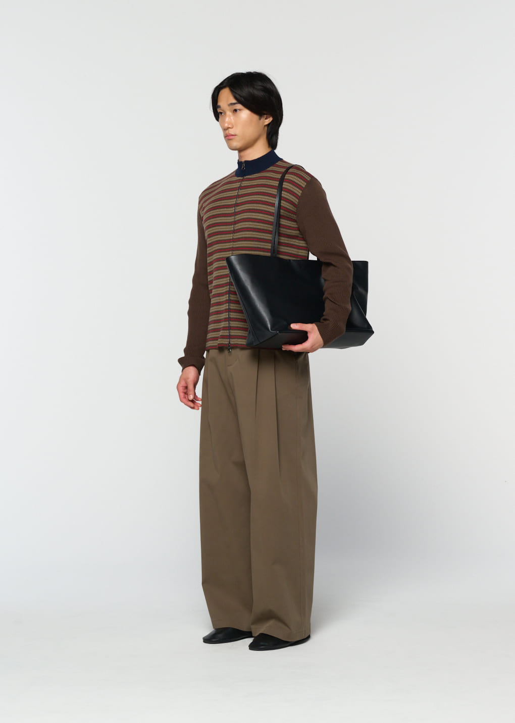 Amomento - stripe zip up cardigan (Brown) product image 3 | TRAB K-Fashion Australia