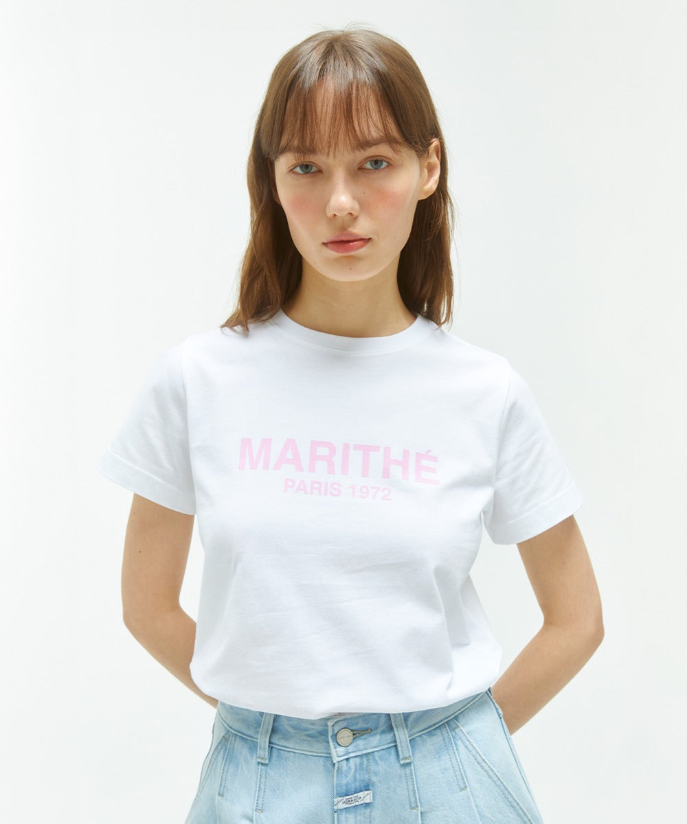Marithe & Francois Girbaud - Regular Logo Tee (White/Pink) product image 1 | TRAB K-Fashion Australia