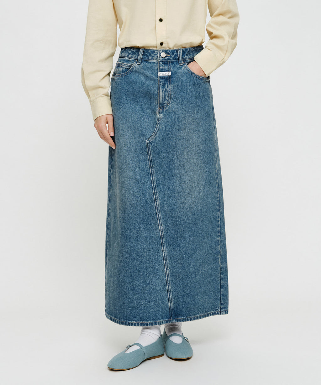 Marithe & Francois Girbaud - [Pre-order – Ships 19 Oct] Maxi Denim Skirt (Blue) product image 1 | TRAB K-Fashion Australia