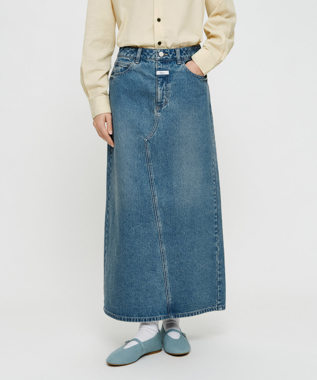 Marithe & Francois Girbaud - [Pre-order – Ships 19 Oct] Maxi Denim Skirt (Blue) product image 1 | TRAB K-Fashion Australia
