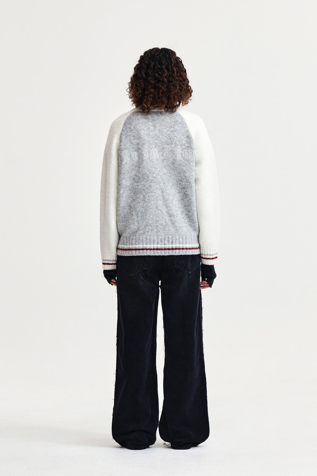 Matin Kim - High Neck Raglan Knit Zip Up (Ivory) product image 7 | TRAB K-Fashion Australia