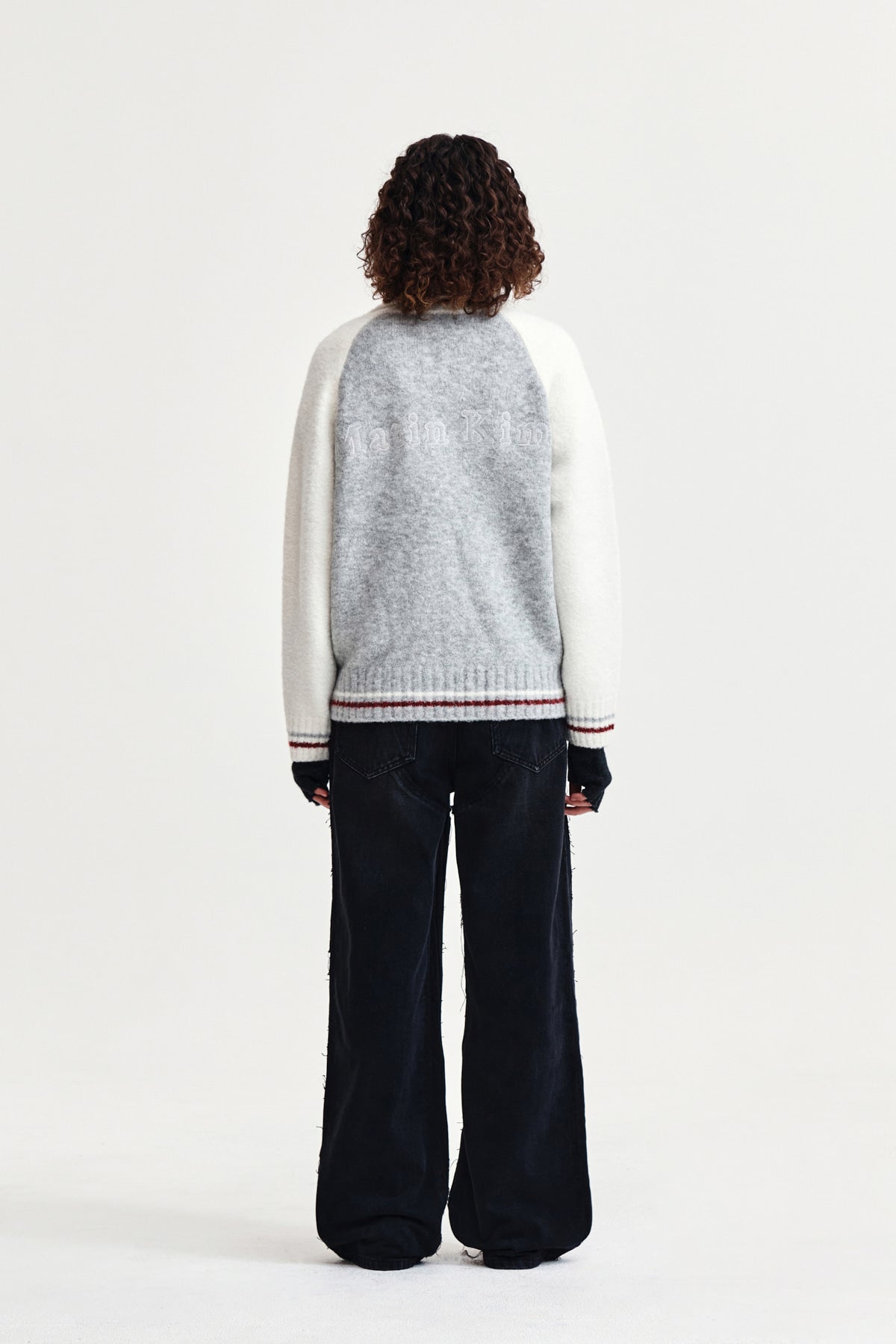 Matin Kim - High Neck Raglan Knit Zip Up (Ivory) product image 7 | TRAB K-Fashion Australia