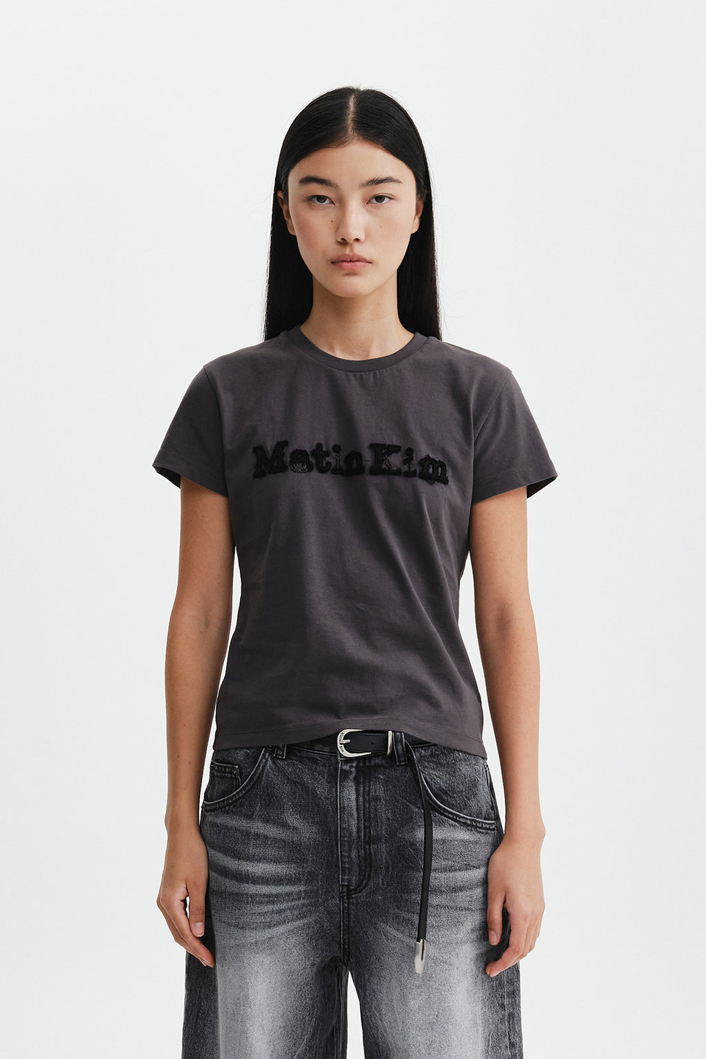 Matin Kim - Applique Logo Slim Top (Charcoal) product image 6 | TRAB K-Fashion Australia