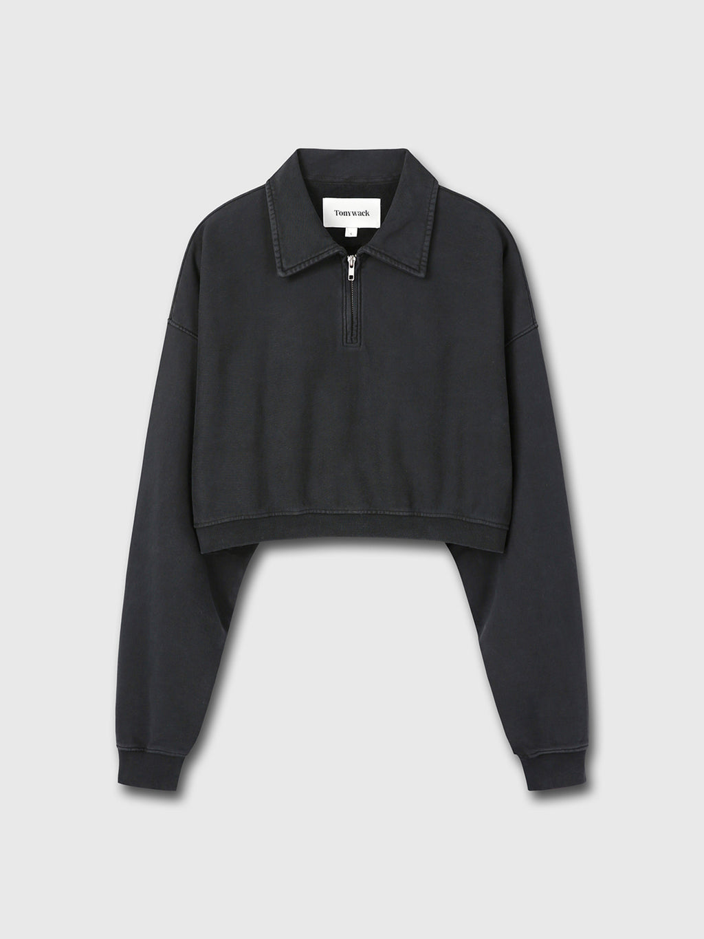 Tonywack - Garment-Dyed Cropped Zip Up Sweatshirt (Faded Black) product image 7 | TRAB K-Fashion Australia