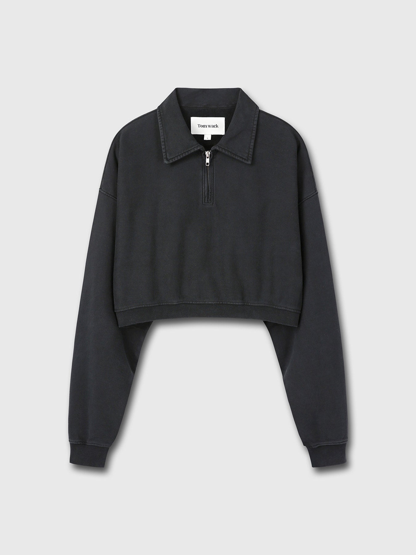 Tonywack - Garment-Dyed Cropped Zip Up Sweatshirt (Faded Black) product image 7 | TRAB K-Fashion Australia