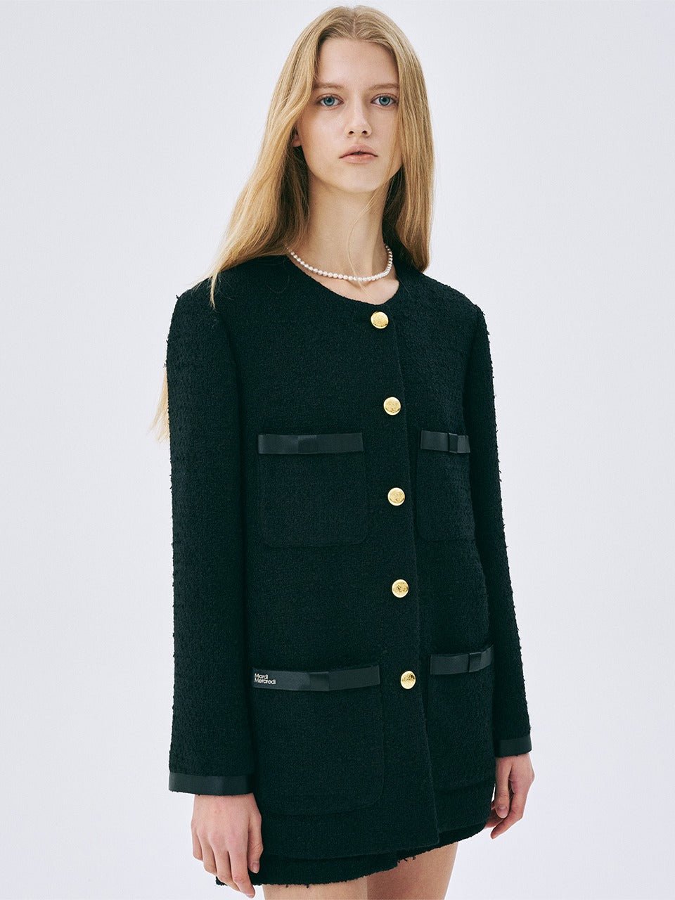 Mardi Mercredi - Spring Tweed Oversized Jacket (Black) product image 1 | TRAB K-Fashion Australia