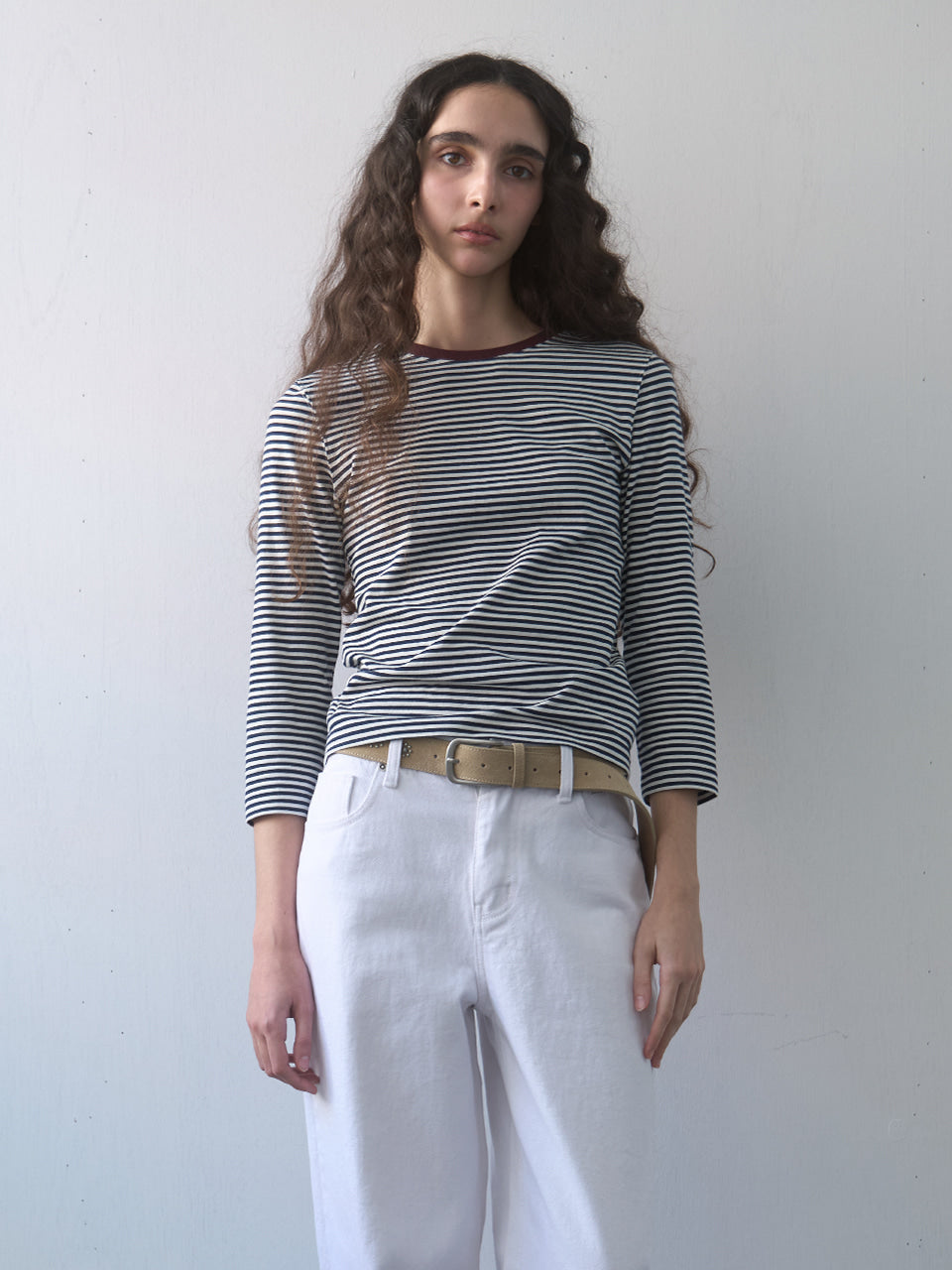 Kijun - Stripe Mid Sleeve Tee (Navy) product image 7 | TRAB K-Fashion Australia