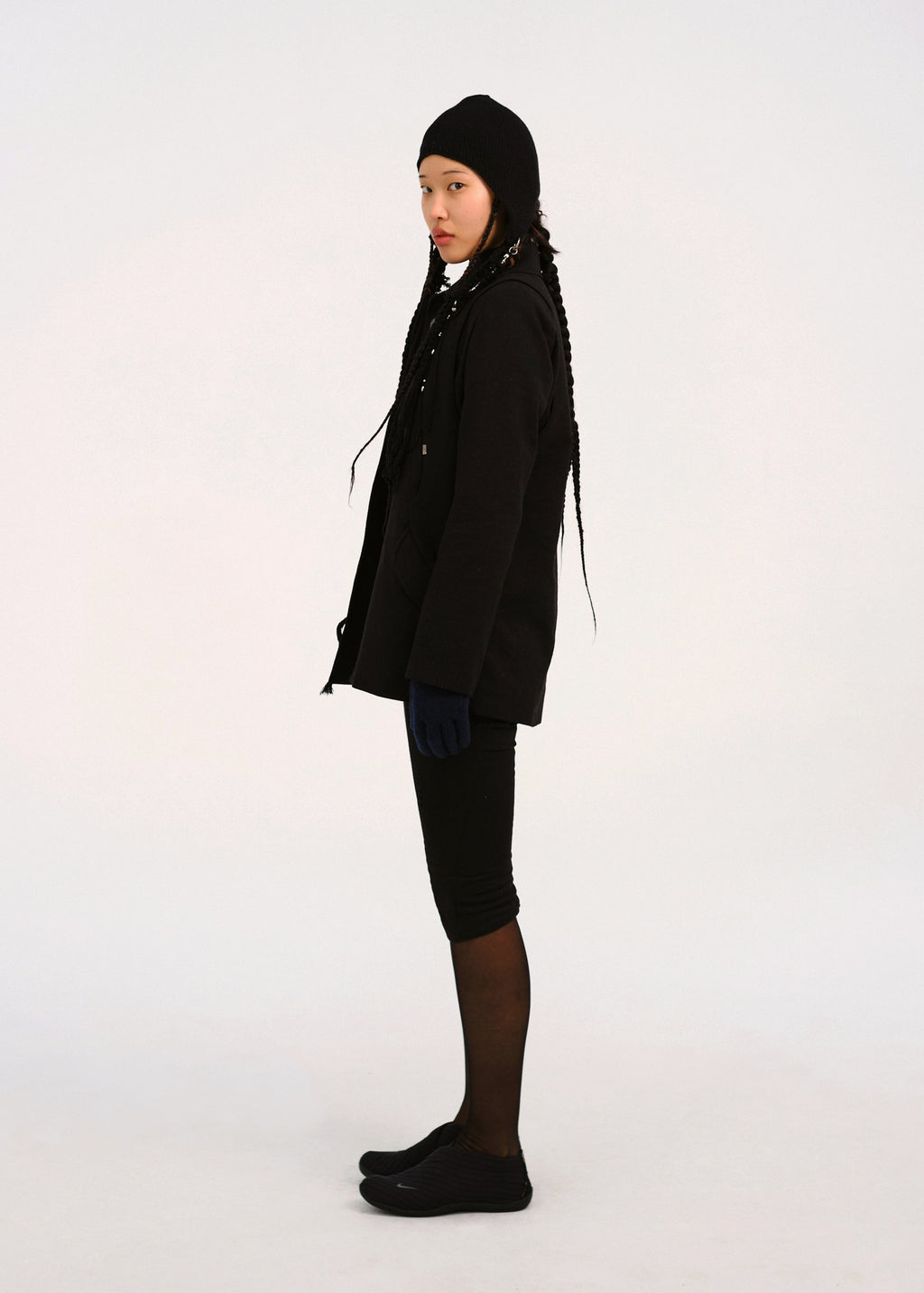 Hyein Seo - Silver Button Jacket w/ Hood Muffler (Black) product image 2 | TRAB K-Fashion Australia