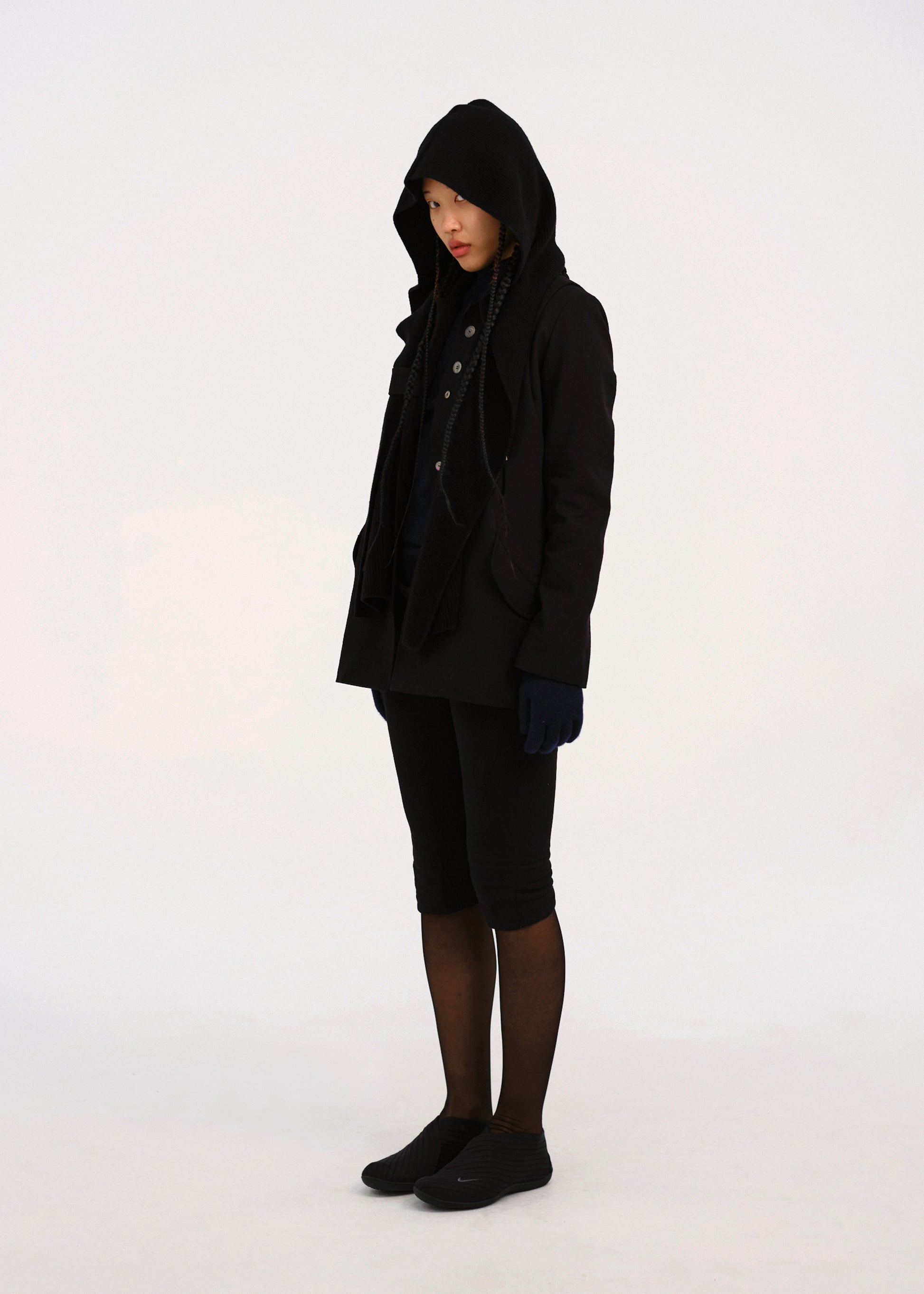 Hyein Seo - Silver Button Jacket w/ Hood Muffler (Black) product image 4 | TRAB K-Fashion Australia