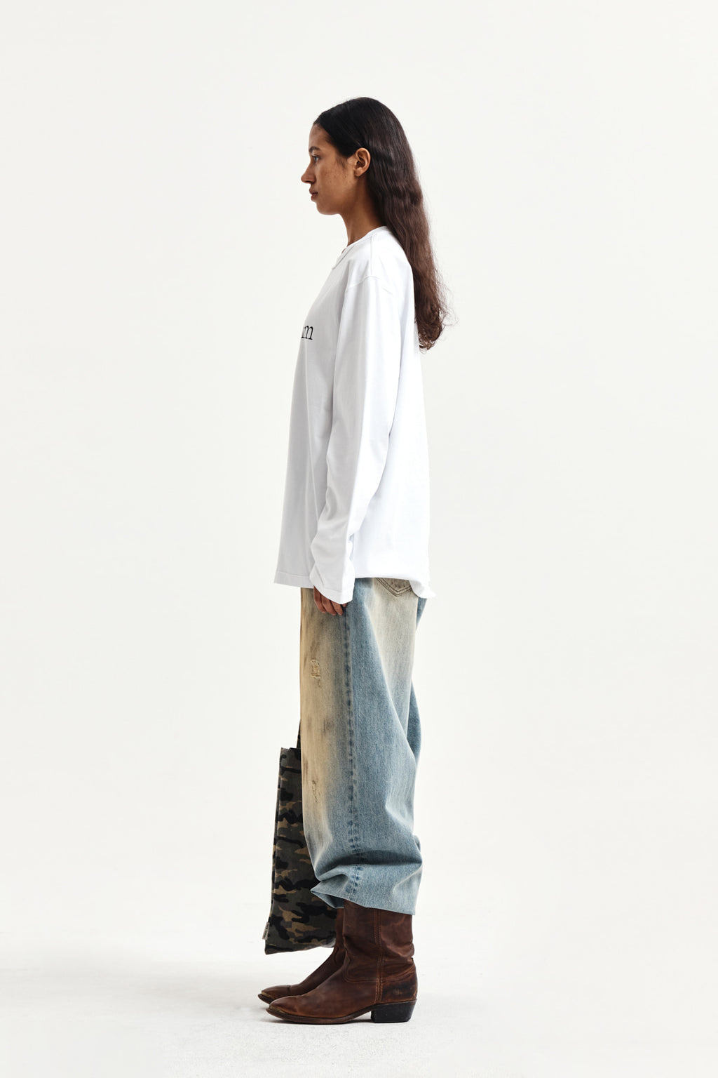 Matin Kim - Asymmetric Logo Top (White) product image 7 | TRAB K-Fashion Australia