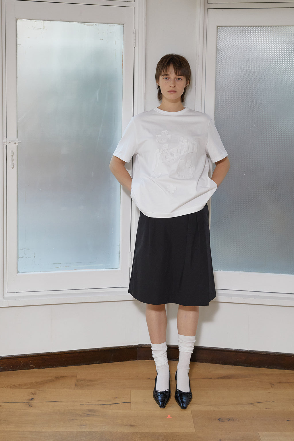 Matin Kim - Bermuda Wrap Skirt Pants (Black) product image 12 | TRAB K-Fashion Australia