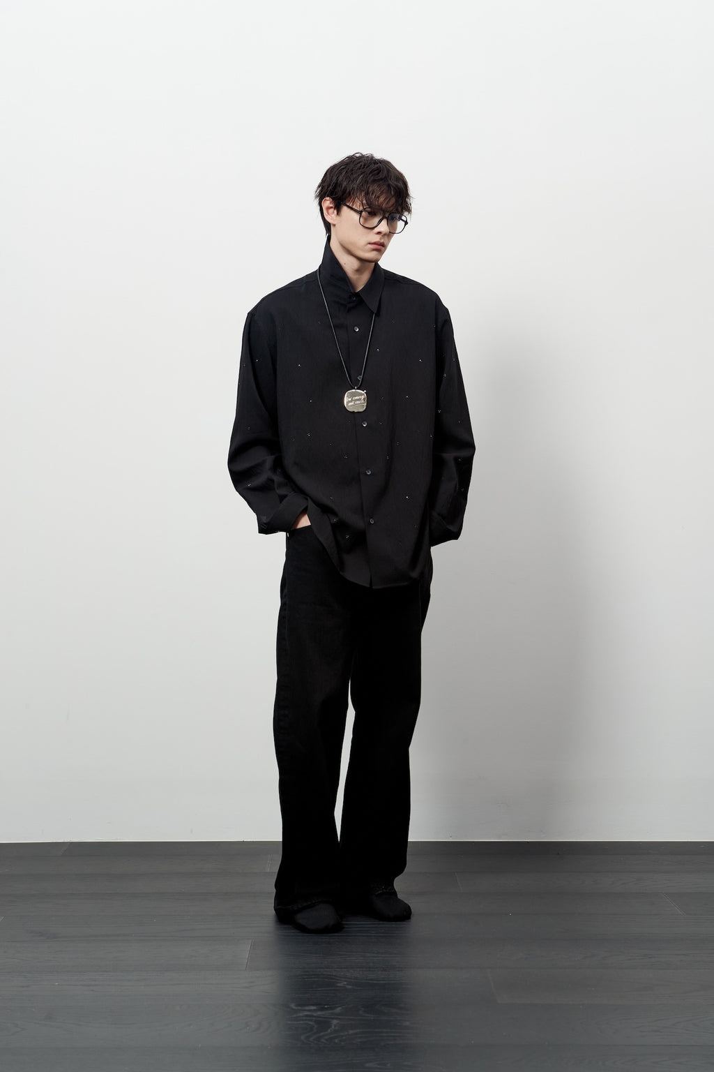 Stu - Crystal Stripe Shirt (Black) product image 10 | TRAB K-Fashion Australia
