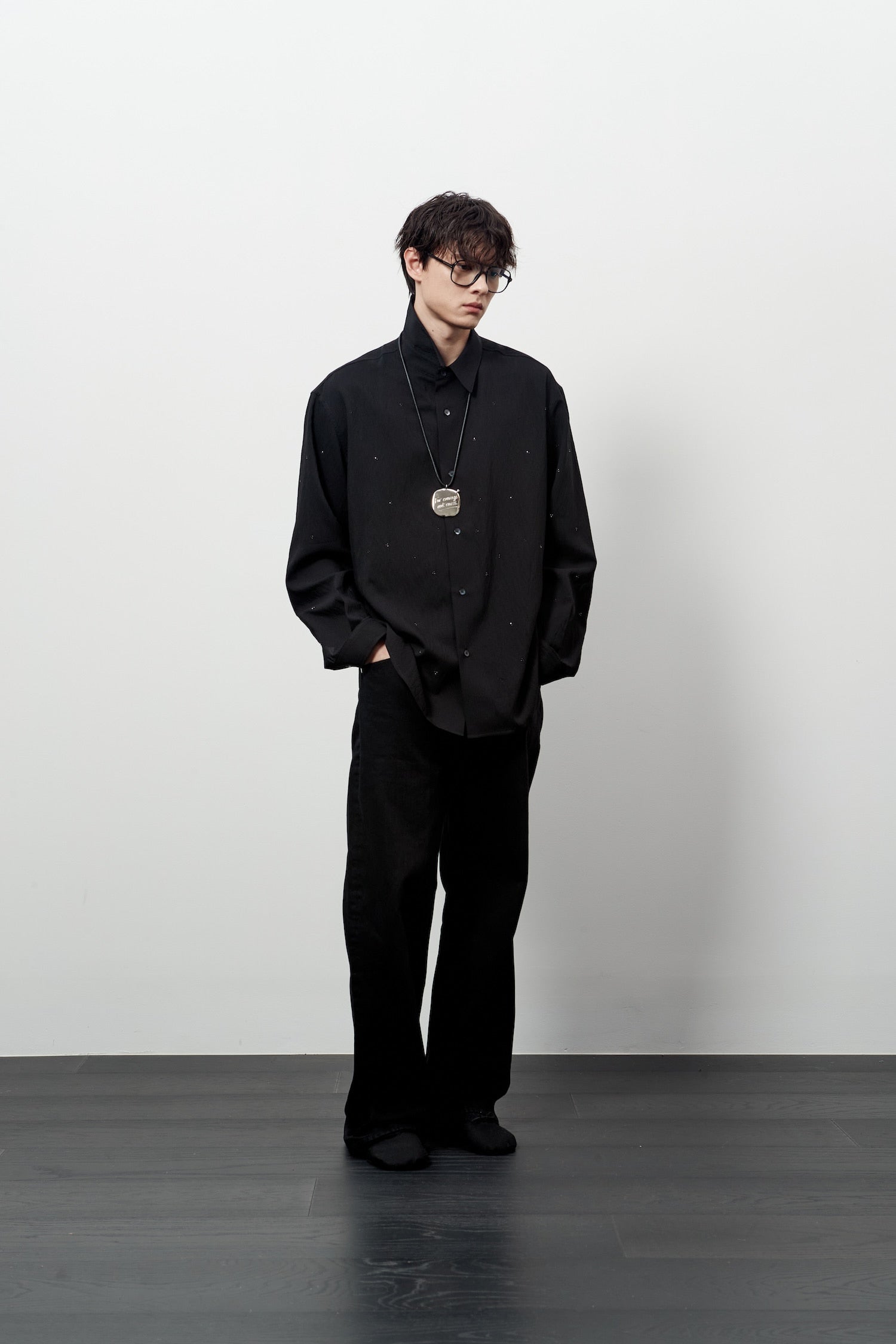 Stu - Crystal Stripe Shirt (Black) product image 10 | TRAB K-Fashion Australia