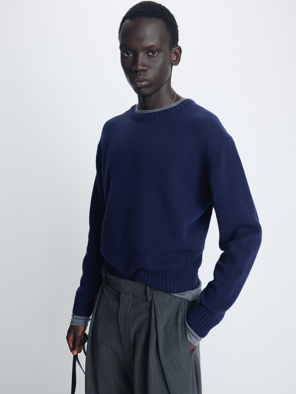 Tonywack - Wool And Cashmere Layered Knit (Navy/Grey) product image 6 | TRAB K-Fashion Australia