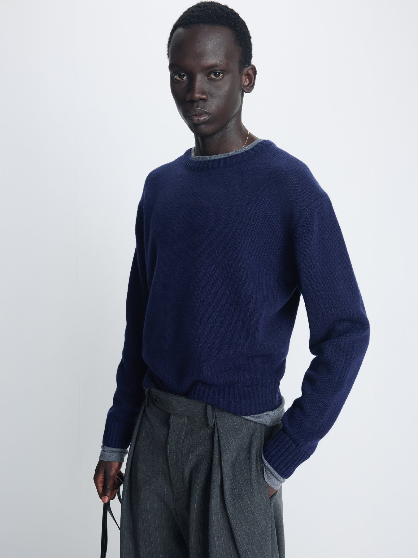 Tonywack - Wool And Cashmere Layered Knit (Navy/Grey) product image 6 | TRAB K-Fashion Australia