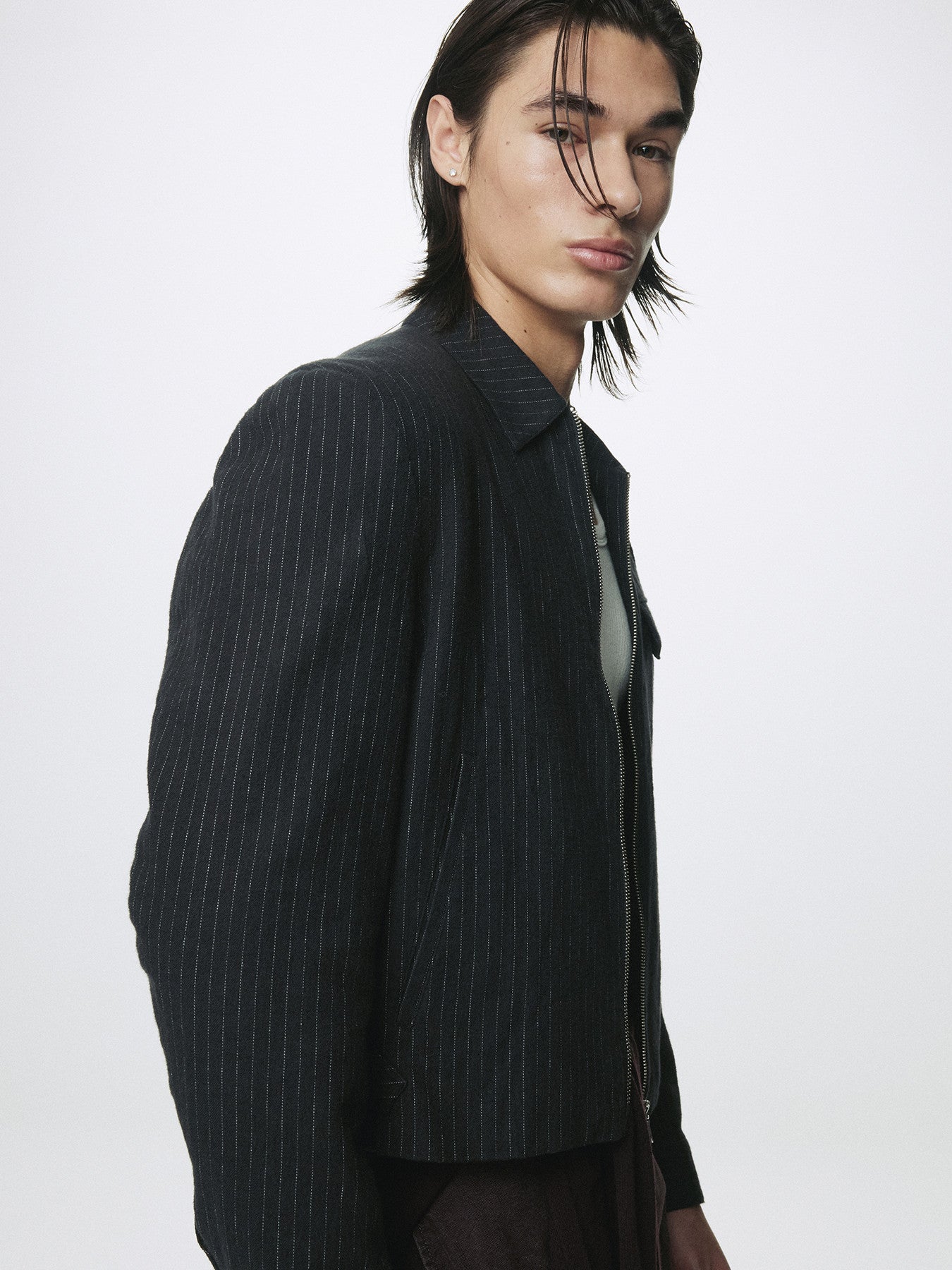 Tonywack - Washed Striped Wool Cotton Blouson (Washed  Black) product image 6 | TRAB K-Fashion Australia