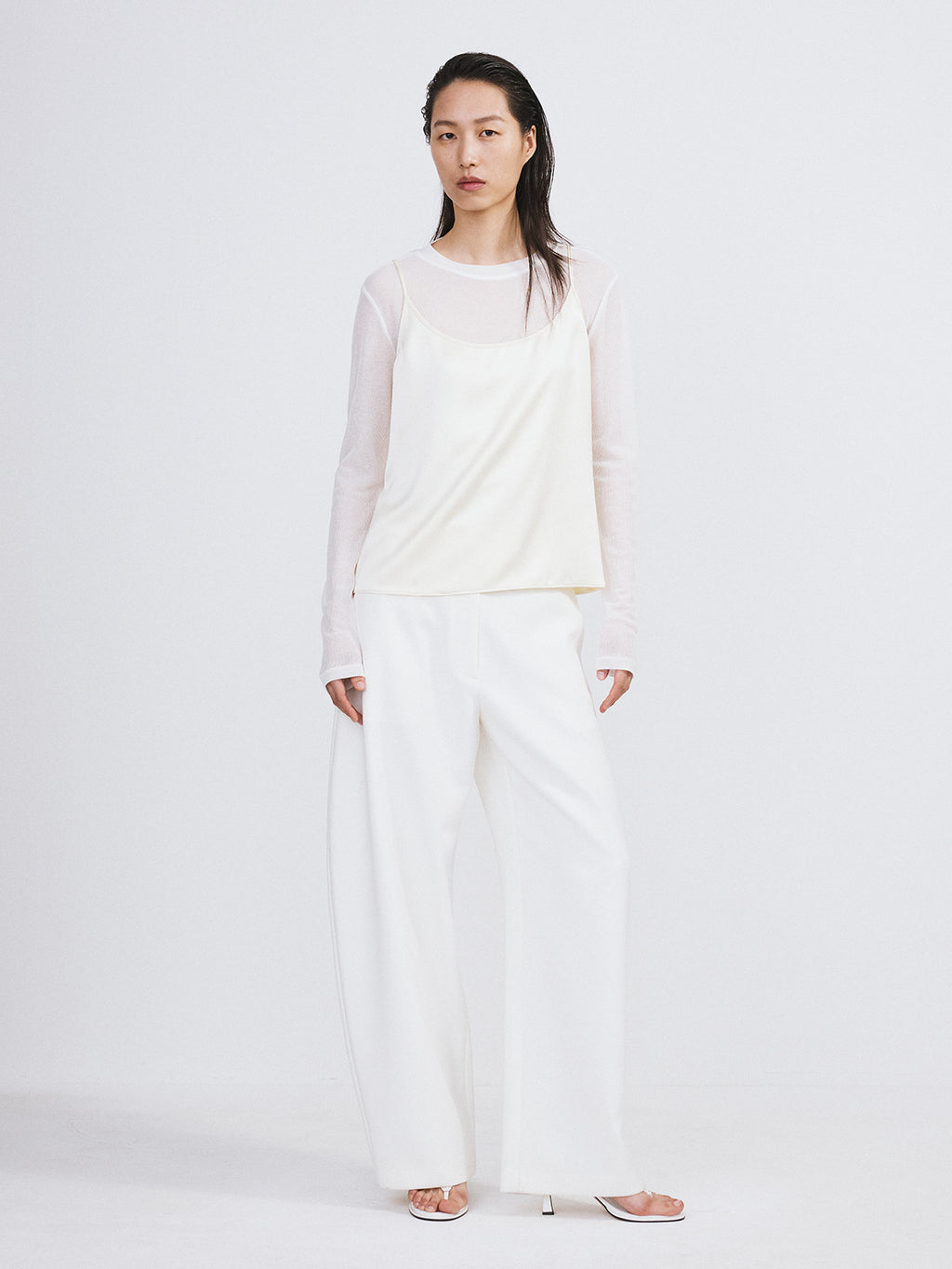 Recto - Curved Legs Crepe Pants (Off White) product image 2 | TRAB K-Fashion Australia