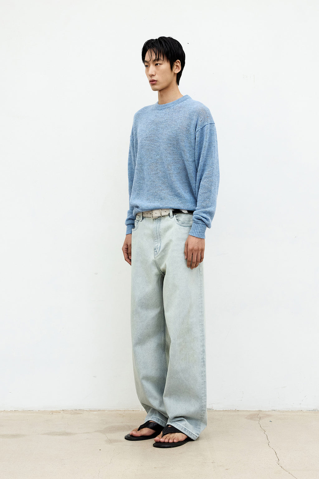 Coor - Mixed Slub Crewneck Sweater (Blue) product image 3 | TRAB K-Fashion Australia