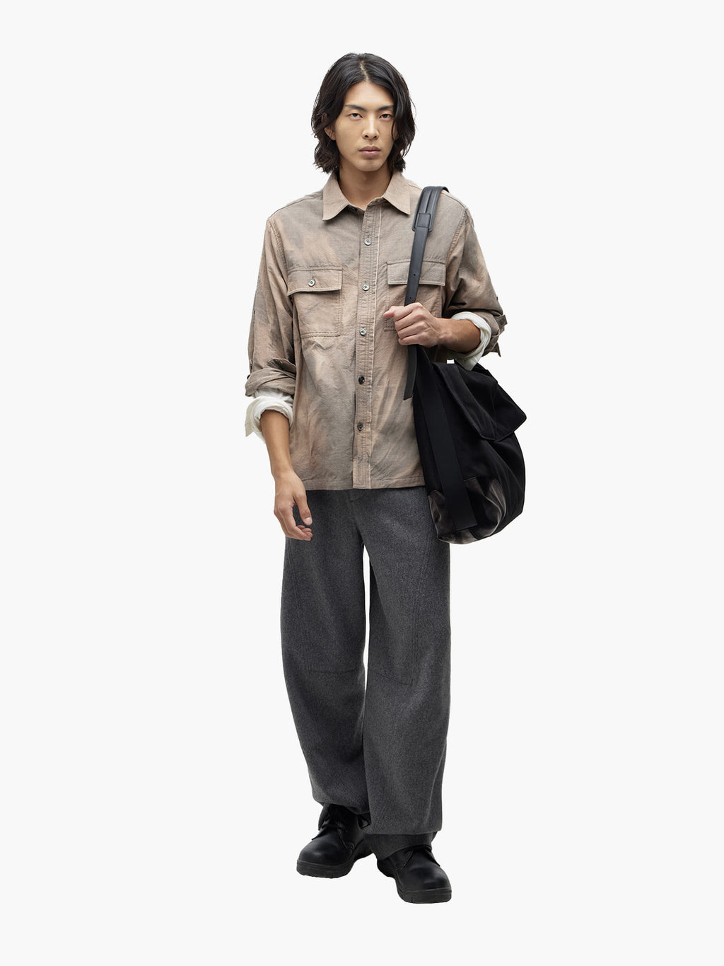 Jiyong Kim - Sun-Bleached Raw-Edge Shirt (Beige) product image 1 | TRAB K-Fashion Australia