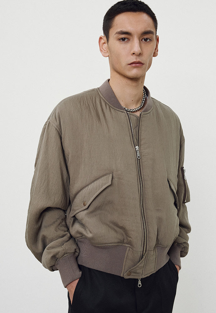 Tonywack - Silk Blend Brushed Bomber Jacket (Pale Olive) product image 1 | TRAB K-Fashion Australia