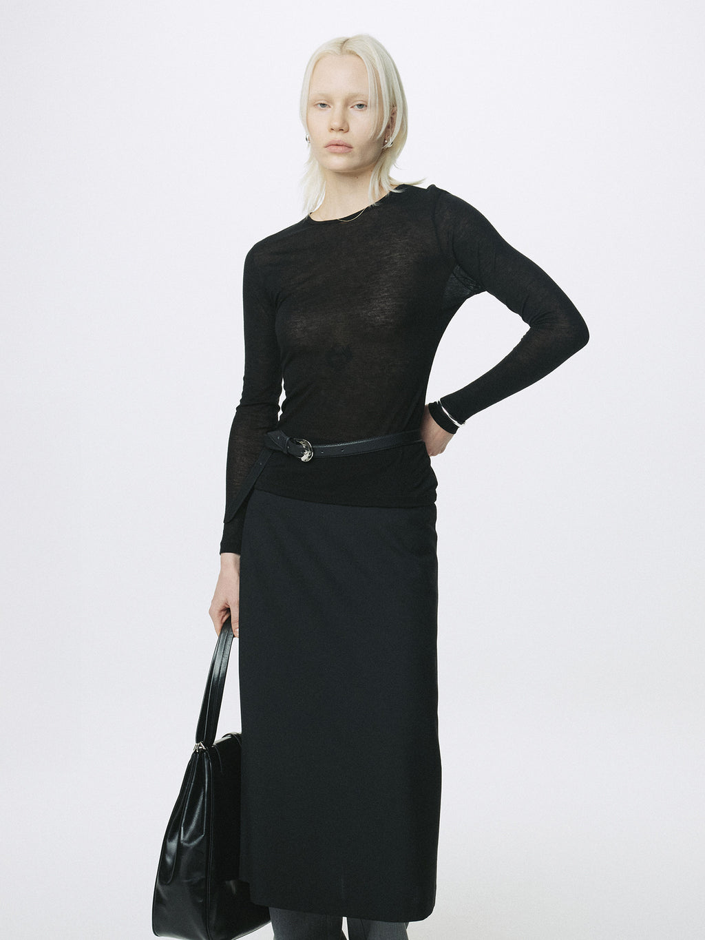 Tonywack - Wool Tencel Pintuck Long Sleeve (Black) product image 6 | TRAB K-Fashion Australia