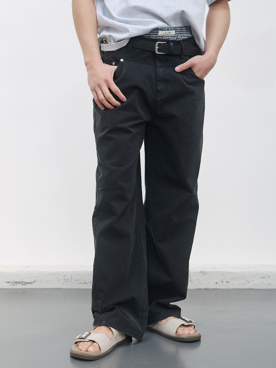 Kijun - Double Waist 5-Pocket Pants (Black) product image 6 | TRAB K-Fashion Australia