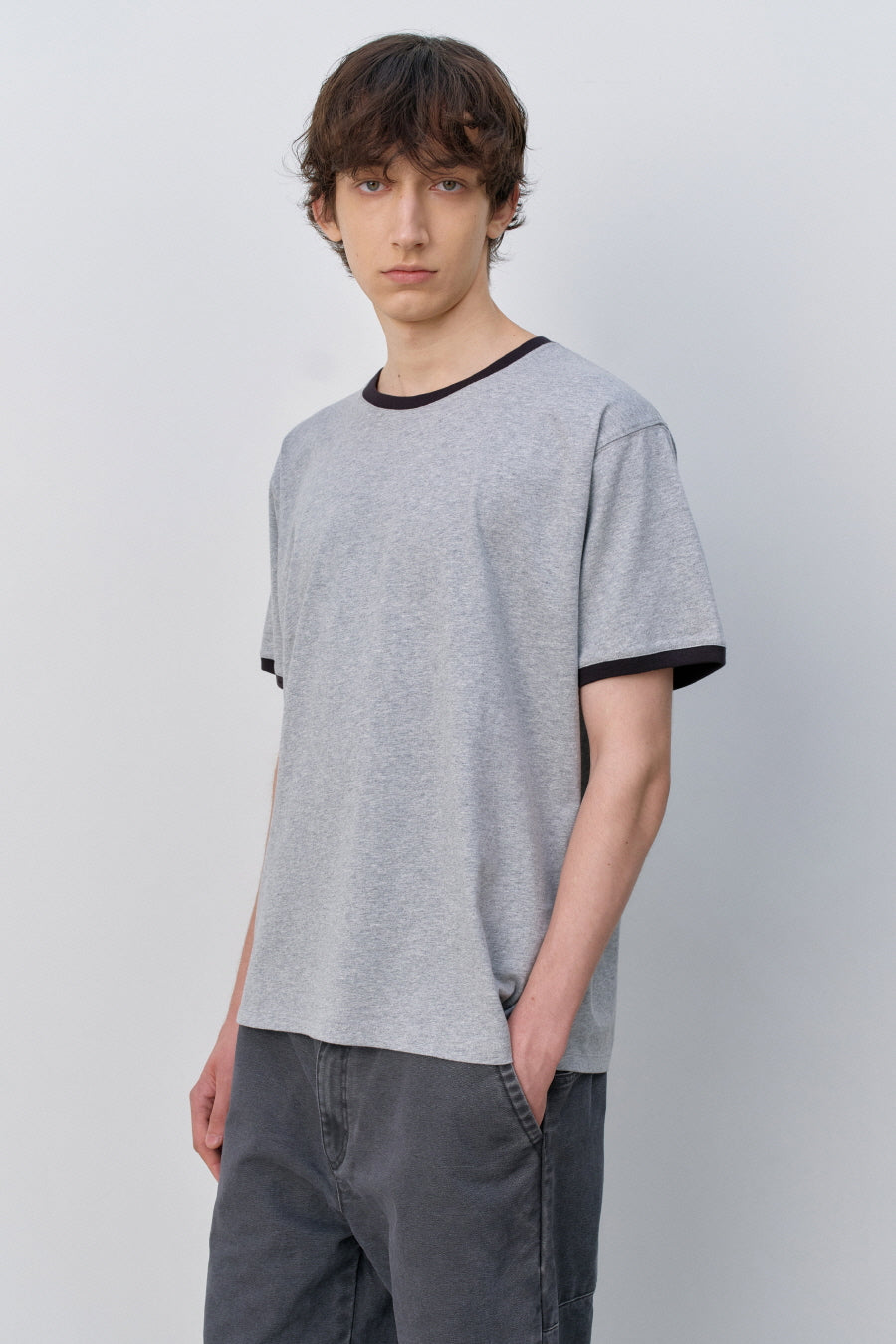 Insilence - Ringer T-shirt (Melange Grey) product image 2 | TRAB K-Fashion Australia