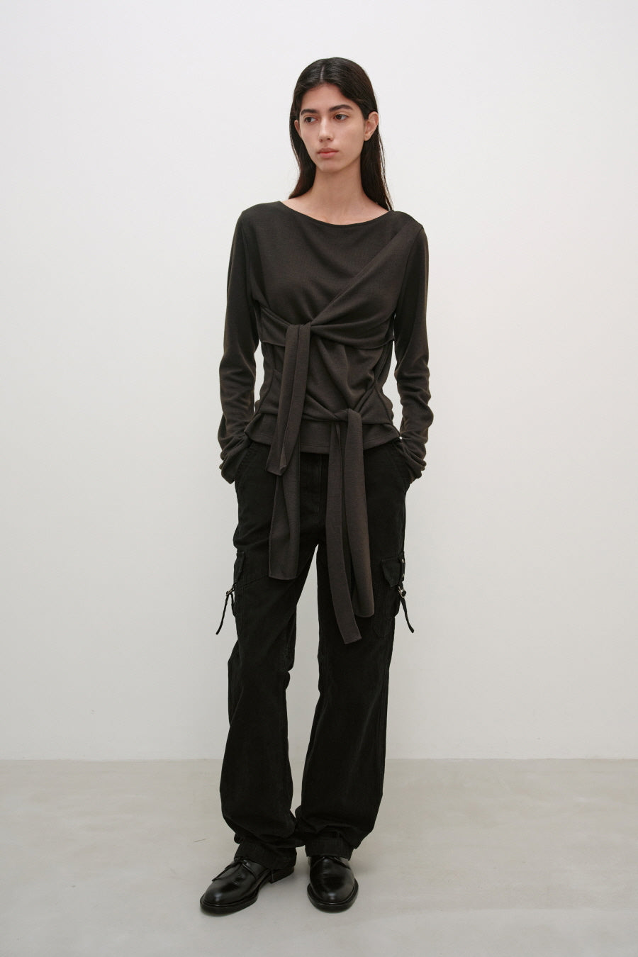 Insilence - Double-Strap Hairy T-Shirt (Brown) product image 3 | TRAB K-Fashion Australia