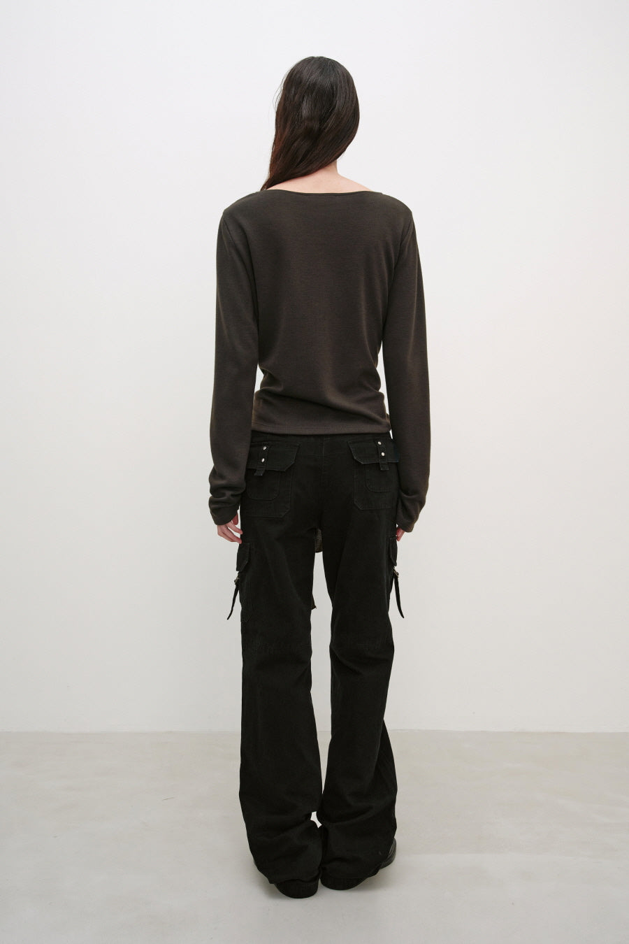 Insilence - Double-Strap Hairy T-Shirt (Brown) product image 5 | TRAB K-Fashion Australia