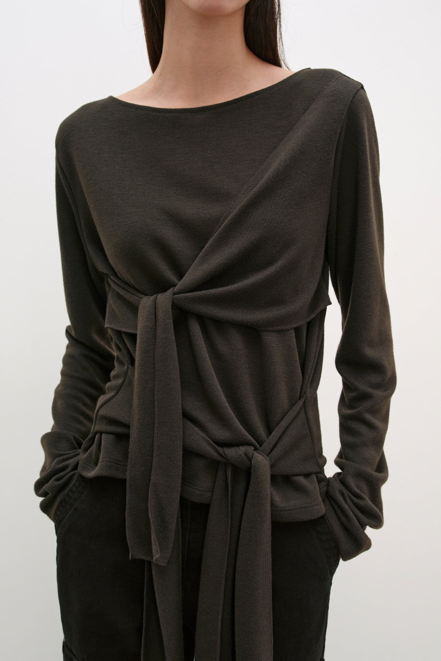 Insilence - Double-Strap Hairy T-Shirt (Brown) product image 6 | TRAB K-Fashion Australia
