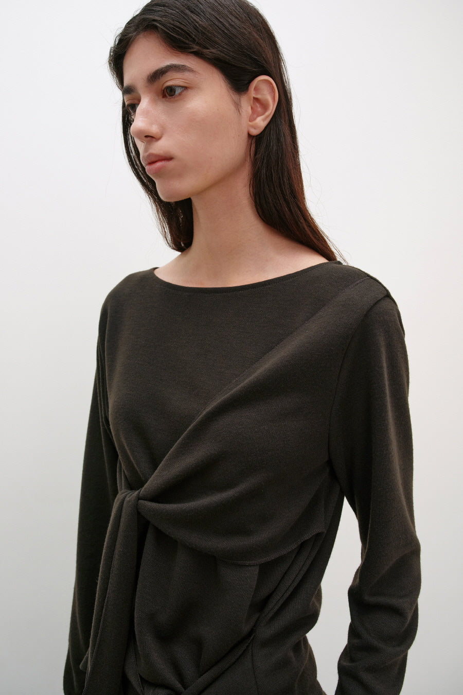 Insilence - Double-Strap Hairy T-Shirt (Brown) product image 2 | TRAB K-Fashion Australia