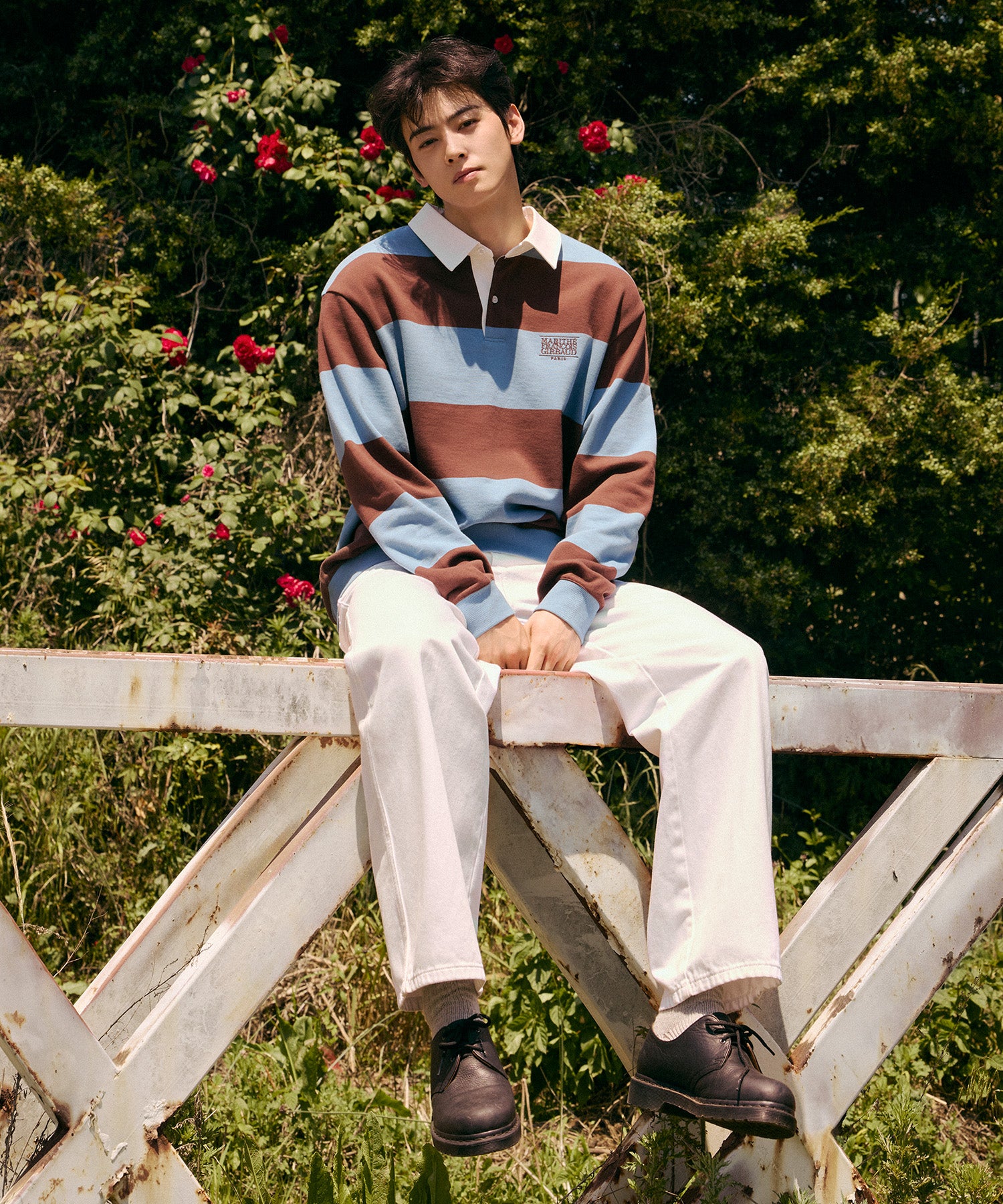 Marithe & Francois Girbaud - Classic Logo Stripe Rugby Sweatshirt (Blue) product image 2 | TRAB K-Fashion Australia