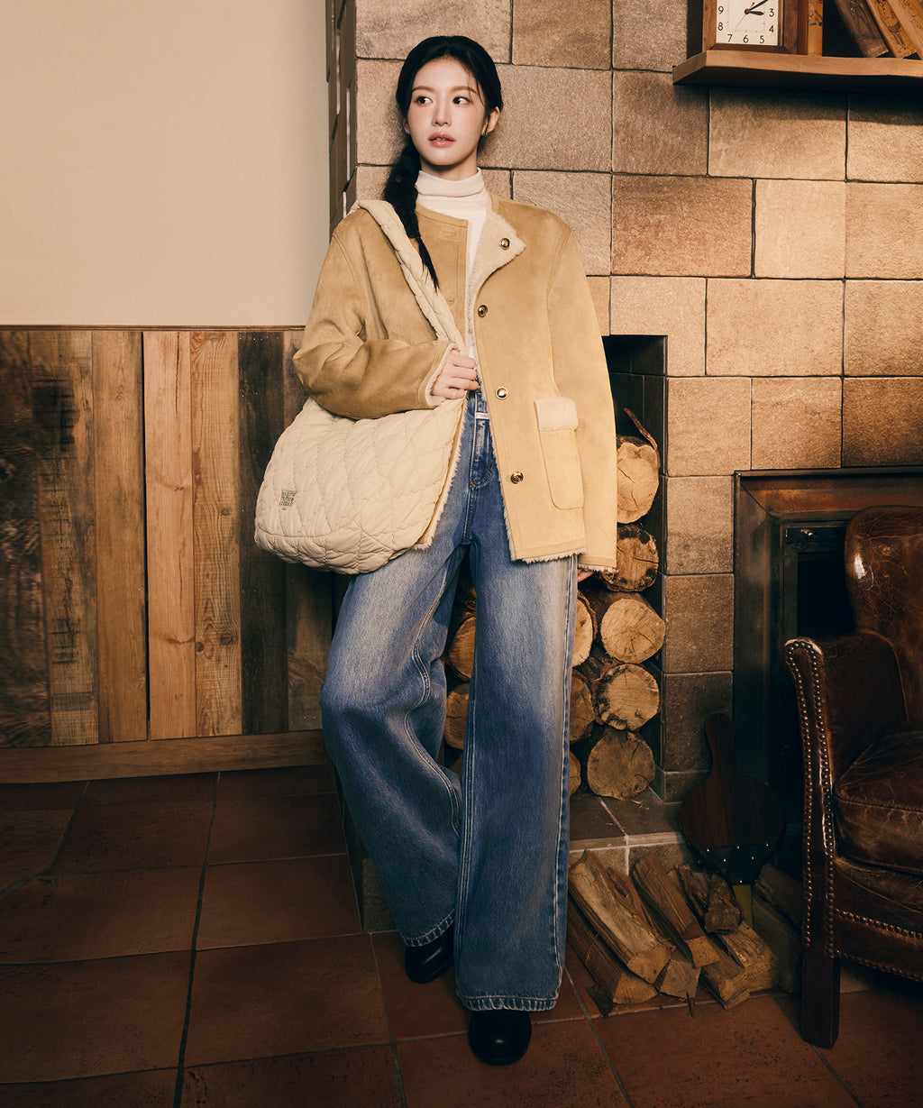 Marithe & Francois Girbaud - Classic Logo Padding Cross Bag (Beige) product image 2 | TRAB K-Fashion Australia