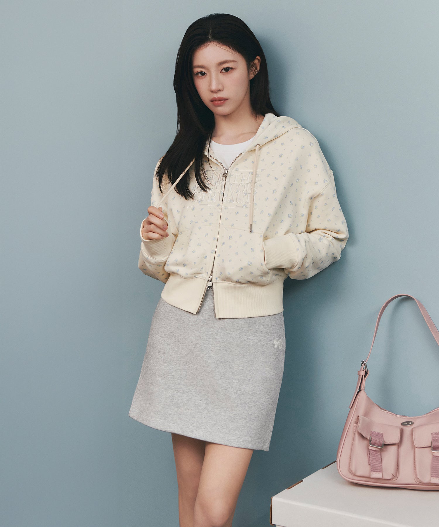 Marithe & Francois Girbaud - Vintage Classic Logo Sweat Mini Skirt (Heather Gray) product image 2 | TRAB K-Fashion Australia