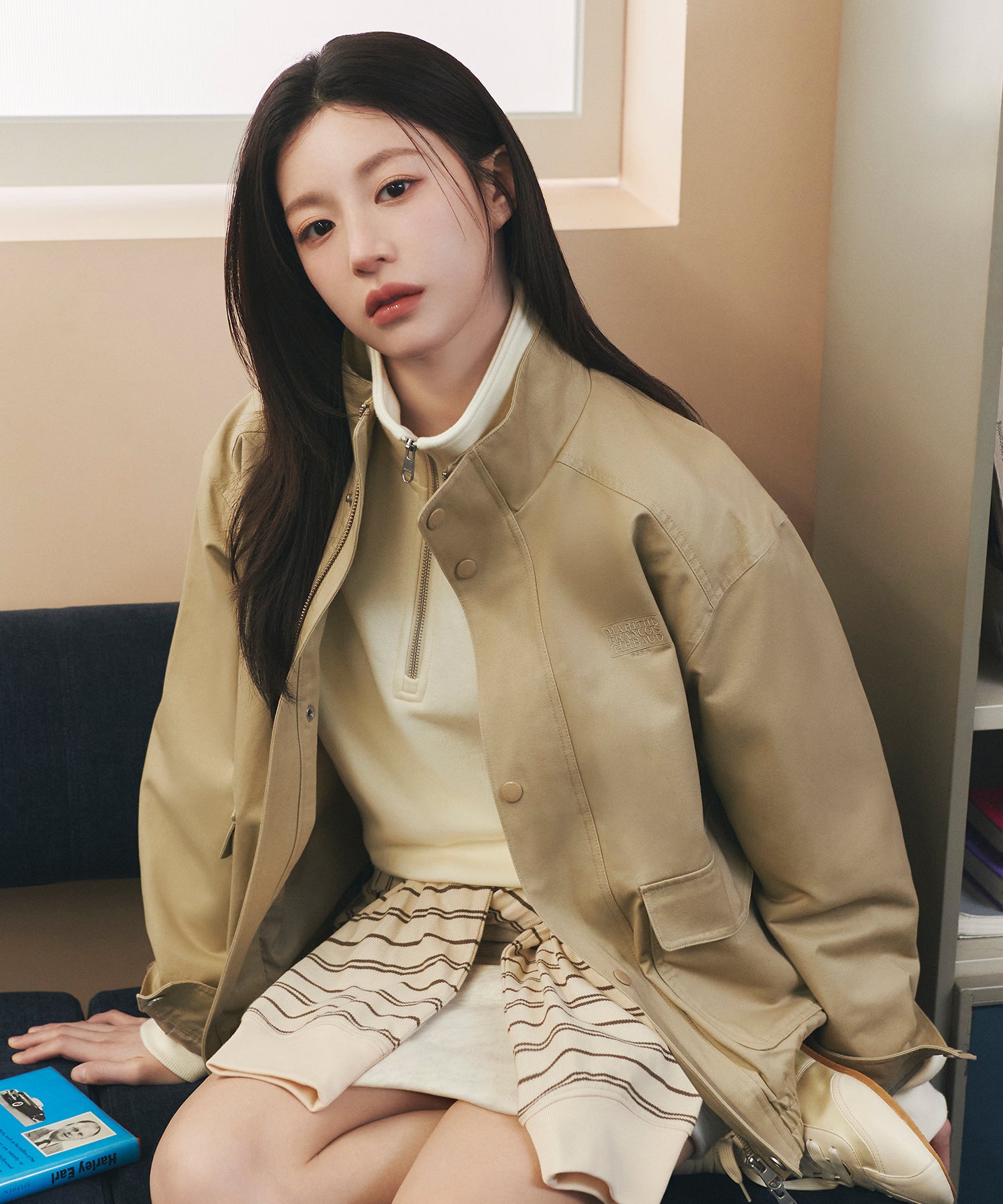 Marithe & Francois Girbaud - Basic Harrington Jacket (Beige) product image 2 | TRAB K-Fashion Australia