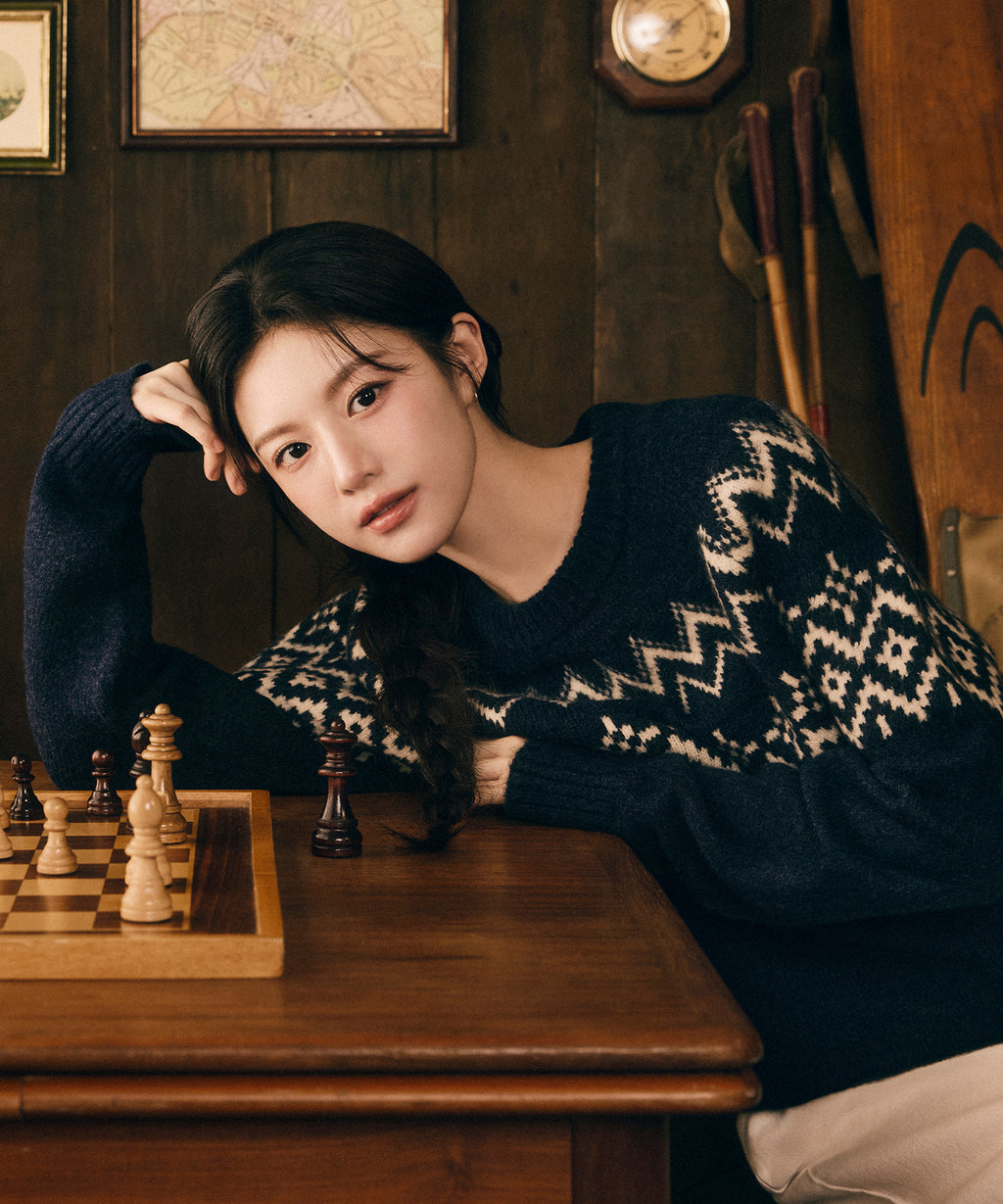 Marithe & Francois Girbaud - Fairisle Crew Neck Knit Pullover (Navy) product image 2 | TRAB K-Fashion Australia