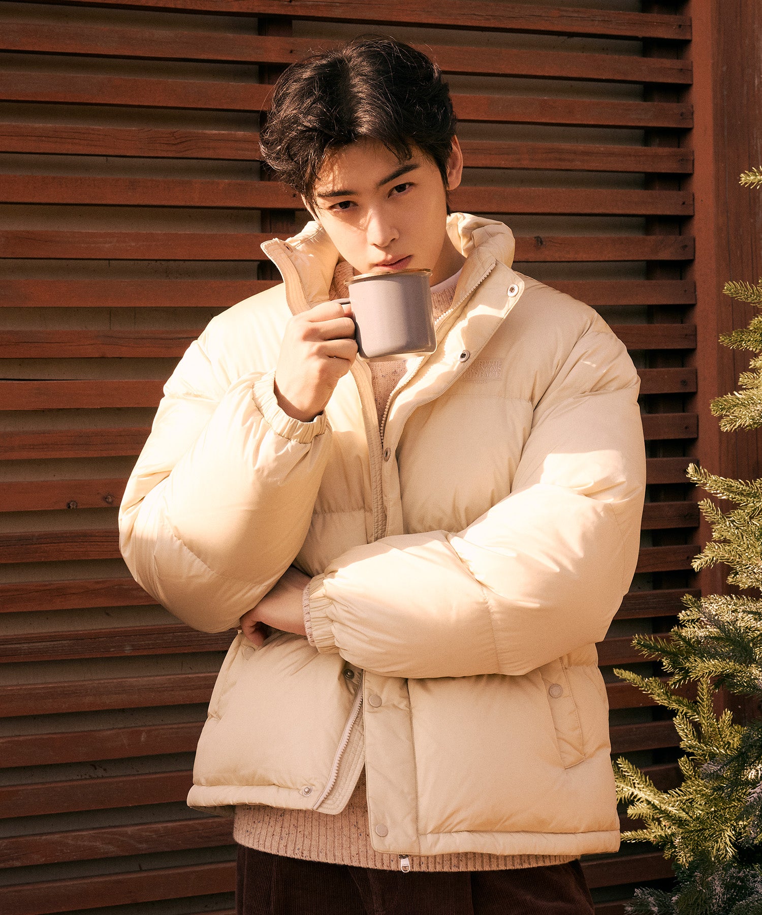 Marithe & Francois Girbaud - Classic Logo Down Jacket (Light Beige) product image 2 | TRAB K-Fashion Australia