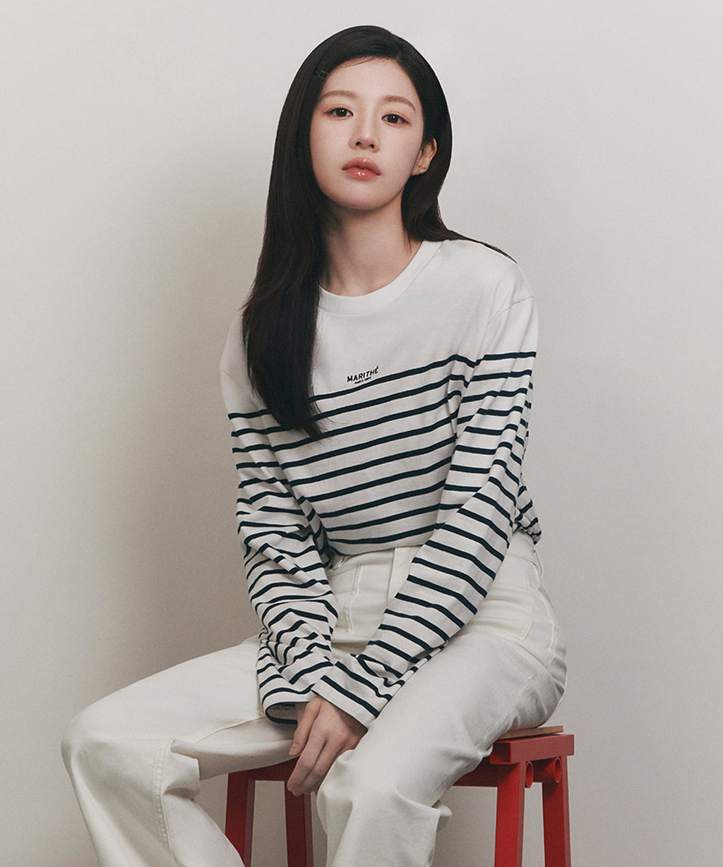 Marithe & Francois Girbaud - Block Stripe Long Sleeve Tee (Navy) product image 2 | TRAB K-Fashion Australia