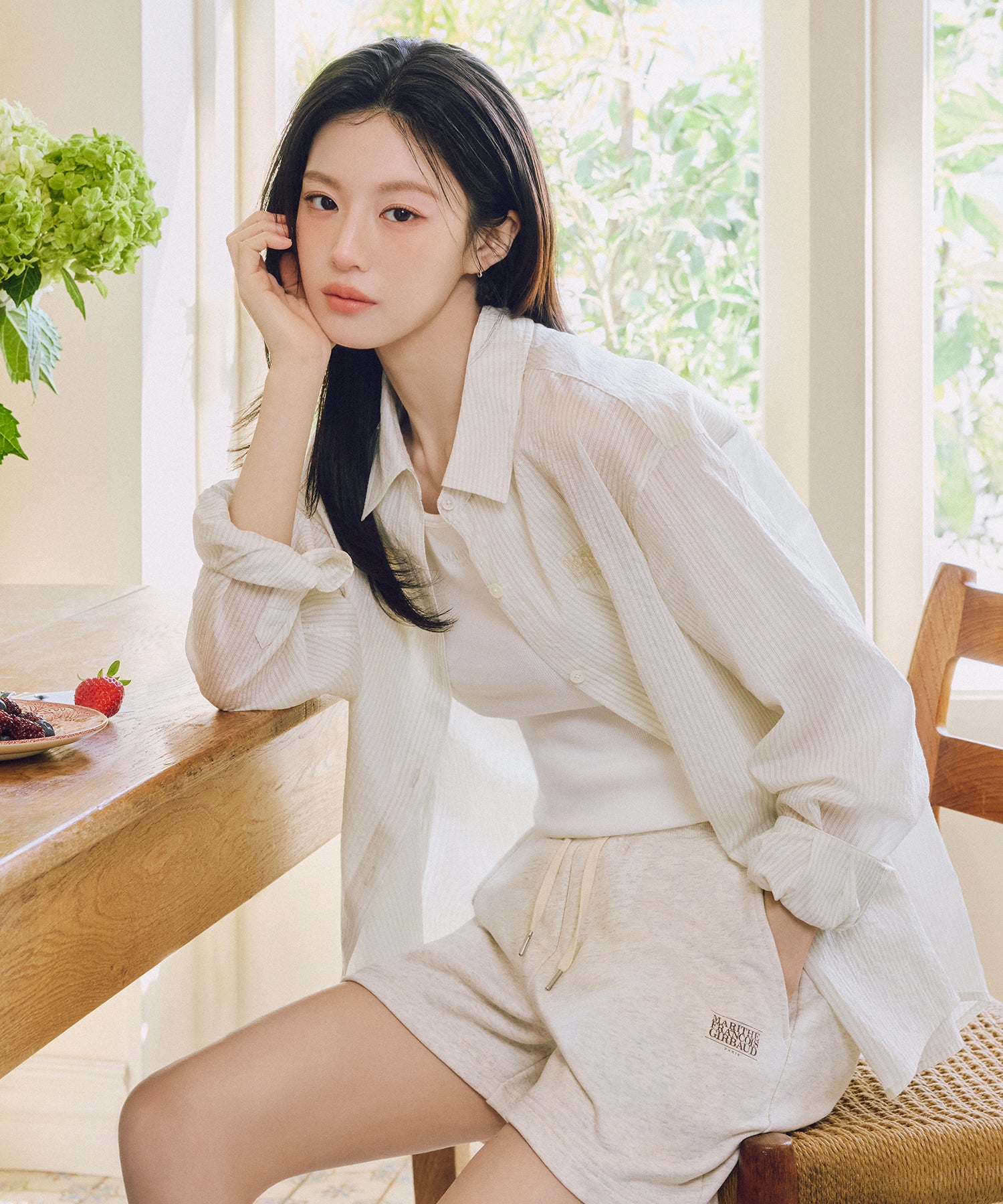 Marithe & Francois Girbaud - Classic Logo Sweat Shorts (Oatmeal) product image 2 | TRAB K-Fashion Australia