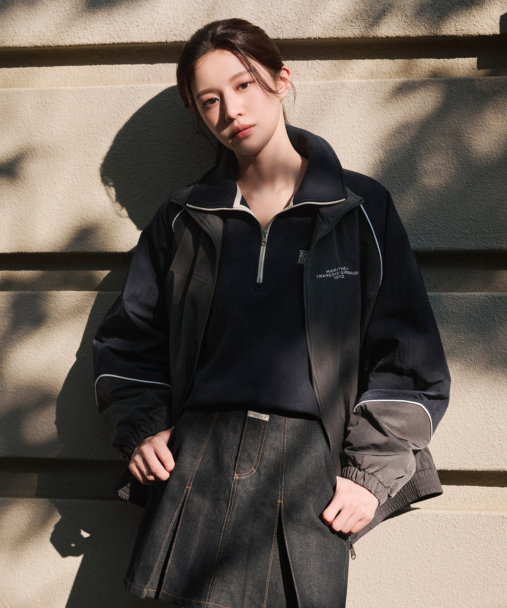 Marithe & Francois Girbaud - Color-block Highneck Windbreaker (Charcoal) product image 2 | TRAB K-Fashion Australia