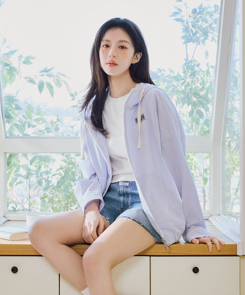 Marithe & Francois Girbaud - Classic Logo Hooded Pattern Jacket (Stripe) product image 2 | TRAB K-Fashion Australia