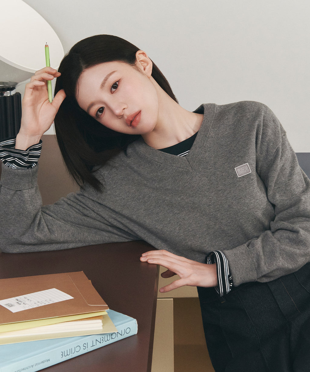 Marithe & Francois Girbaud - V-neck Knit Pullover (Heather Gray) product image 2 | TRAB K-Fashion Australia
