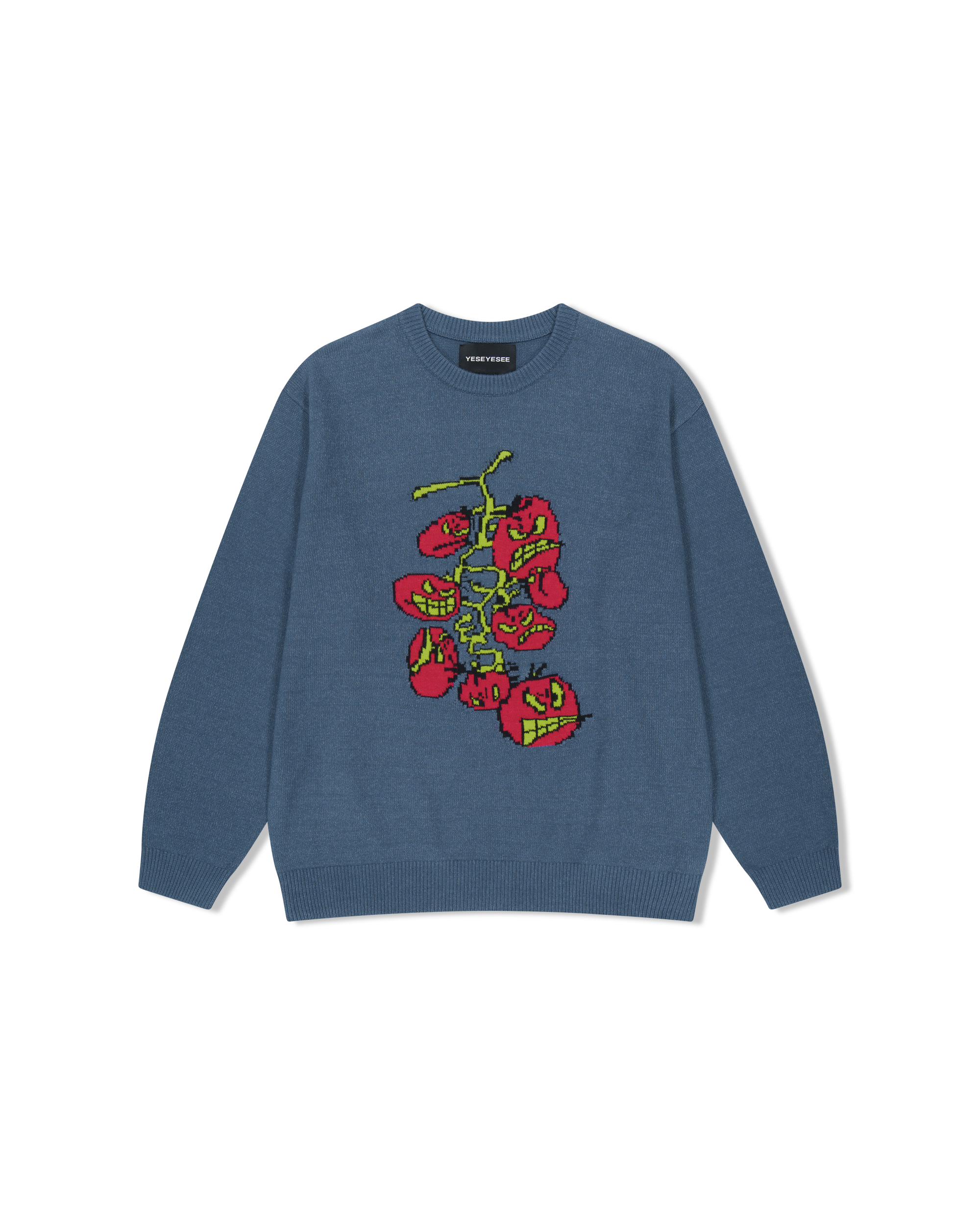 yeseyesee - Cherry Tomatoes Graphic Knit Pullover (Navy) product image 1 | TRAB K-Fashion Australia