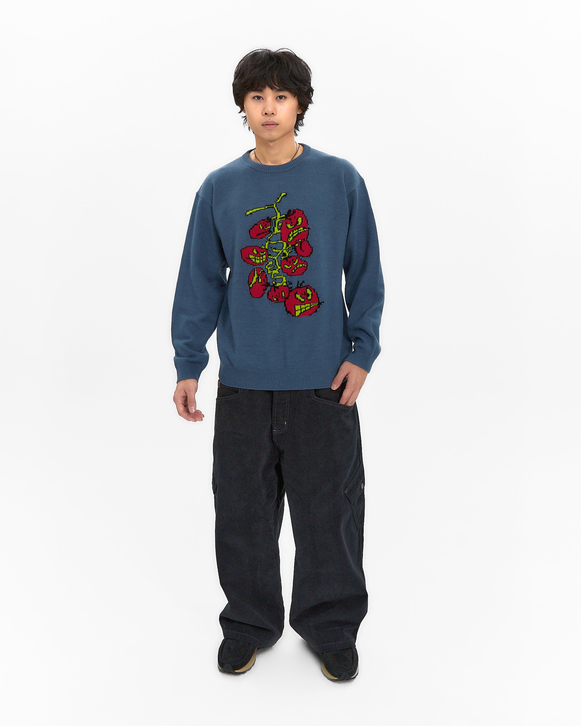yeseyesee - Cherry Tomatoes Graphic Knit Pullover (Navy) product image 6 | TRAB K-Fashion Australia