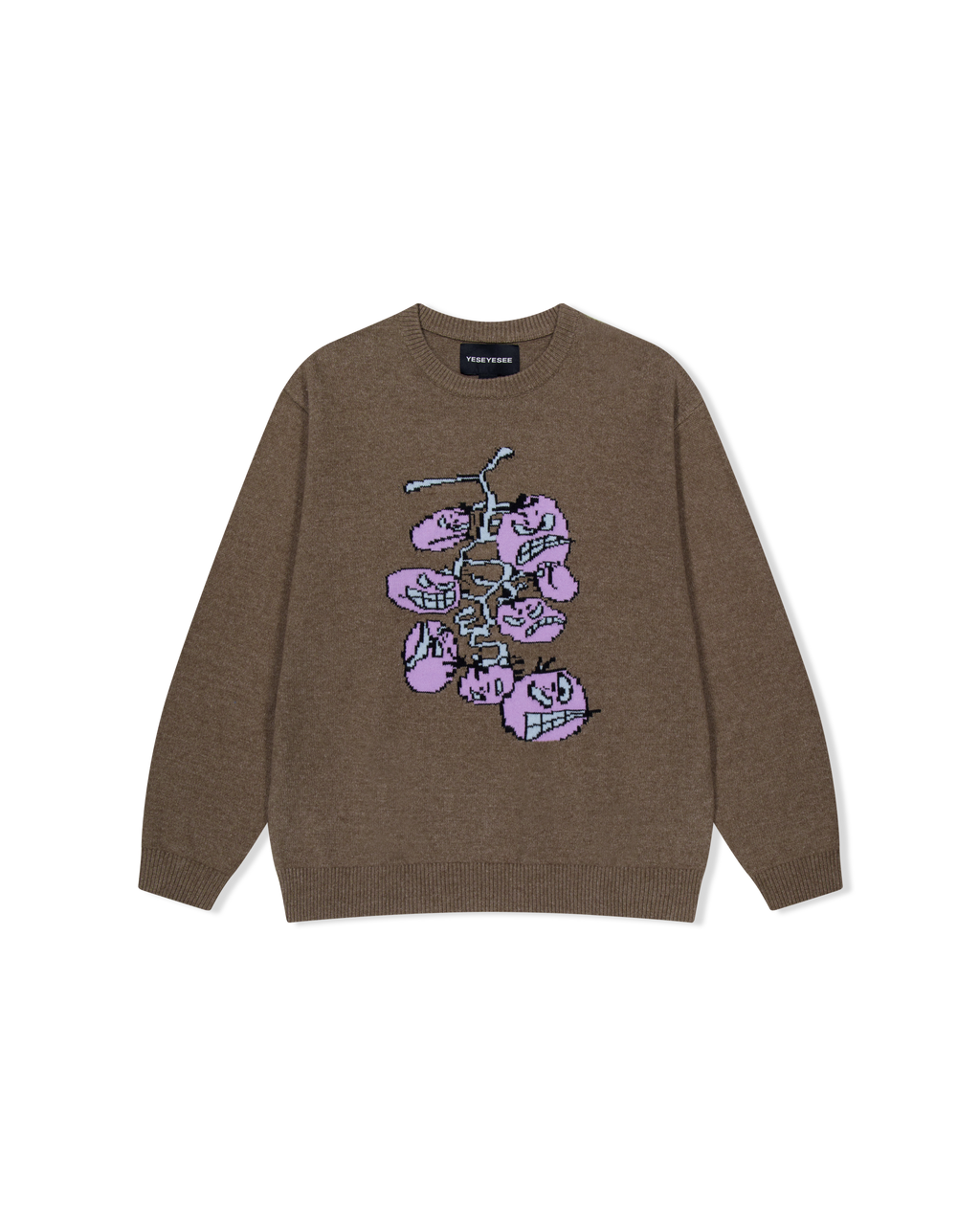 yeseyesee - Cherry Tomatoes Graphic Knit Pullover (Brown) product image 1 | TRAB K-Fashion Australia