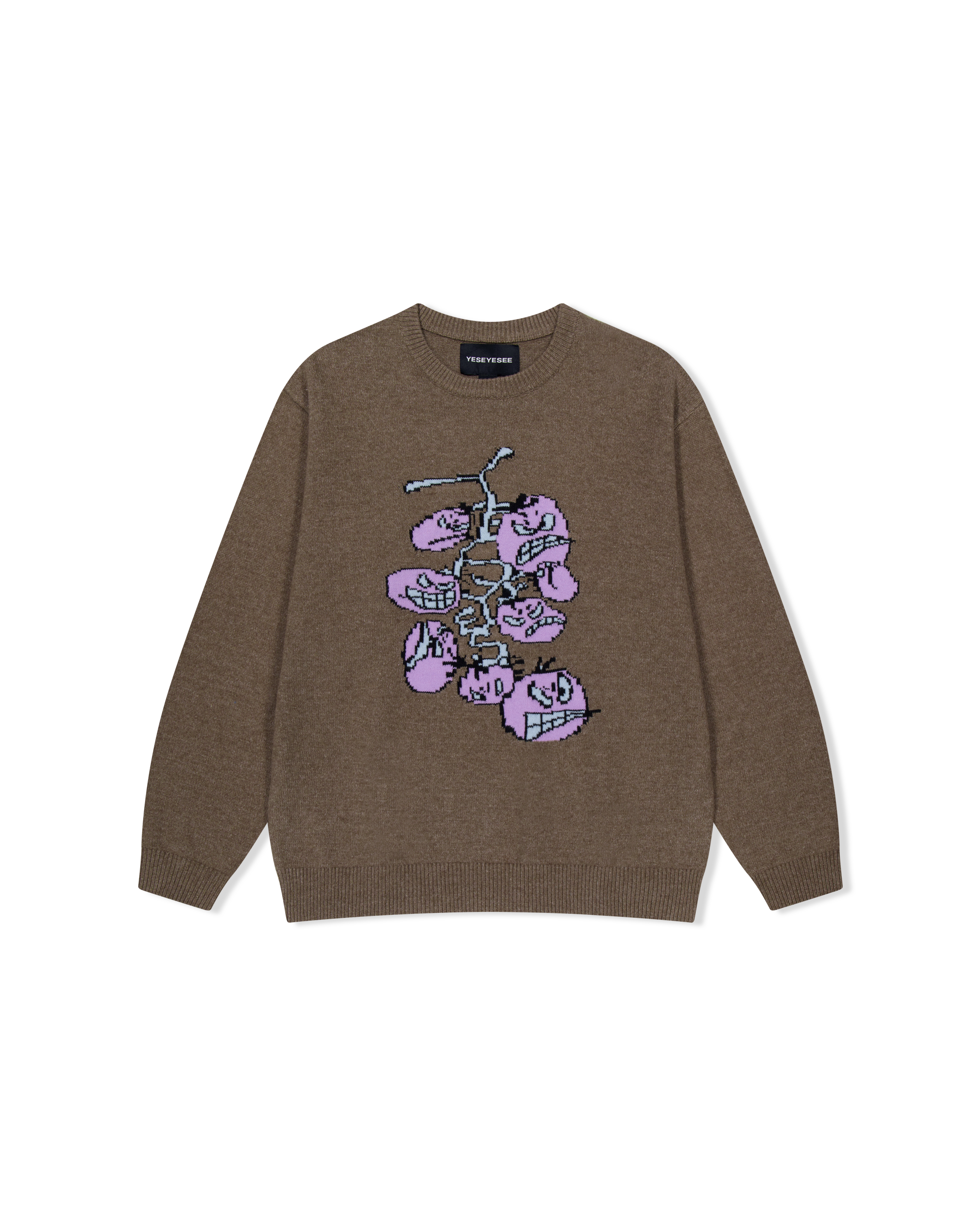 yeseyesee - Cherry Tomatoes Graphic Knit Pullover (Brown) product image 1 | TRAB K-Fashion Australia