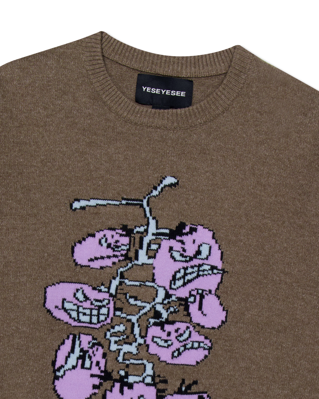 yeseyesee - Cherry Tomatoes Graphic Knit Pullover (Brown) product image 4 | TRAB K-Fashion Australia